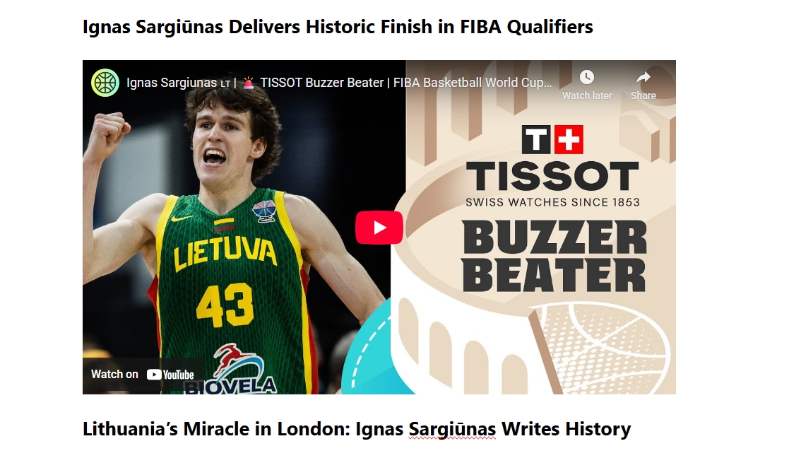 Ignas Sargiūnas Delivers Historic Finish in FIBA Qualifiers